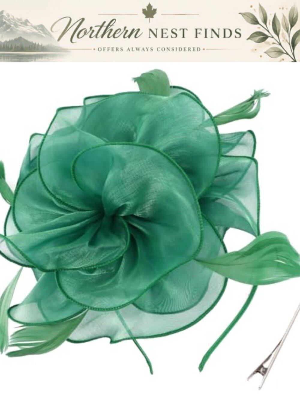Fascinator Hat Flower Mesh Ribbons Feathers Headband Clip Tea Party Headwear